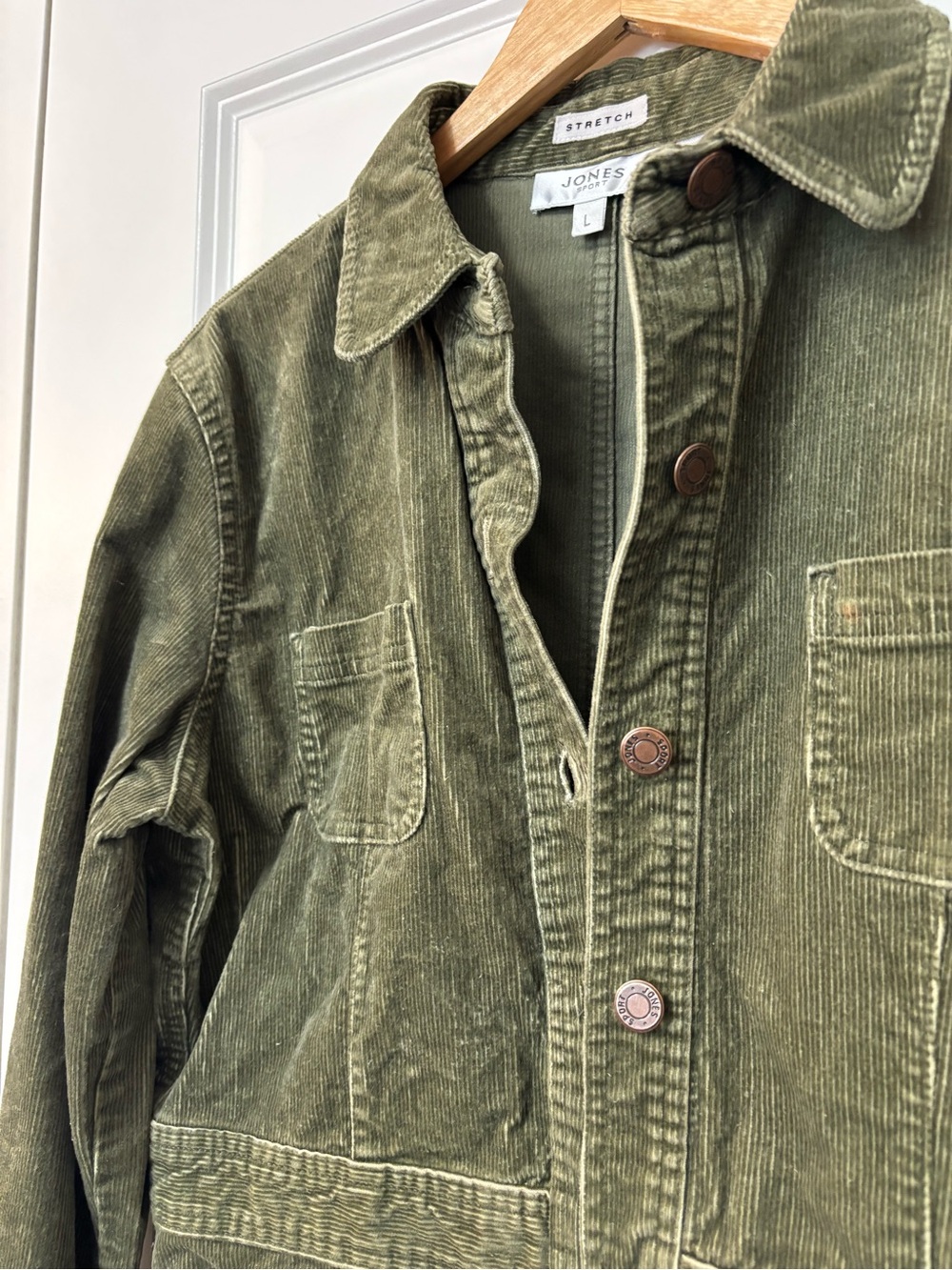 Jones New York Sport Olive Green Corduroy Jacket, Size L (w/ flaw) - Picture 4 of 10